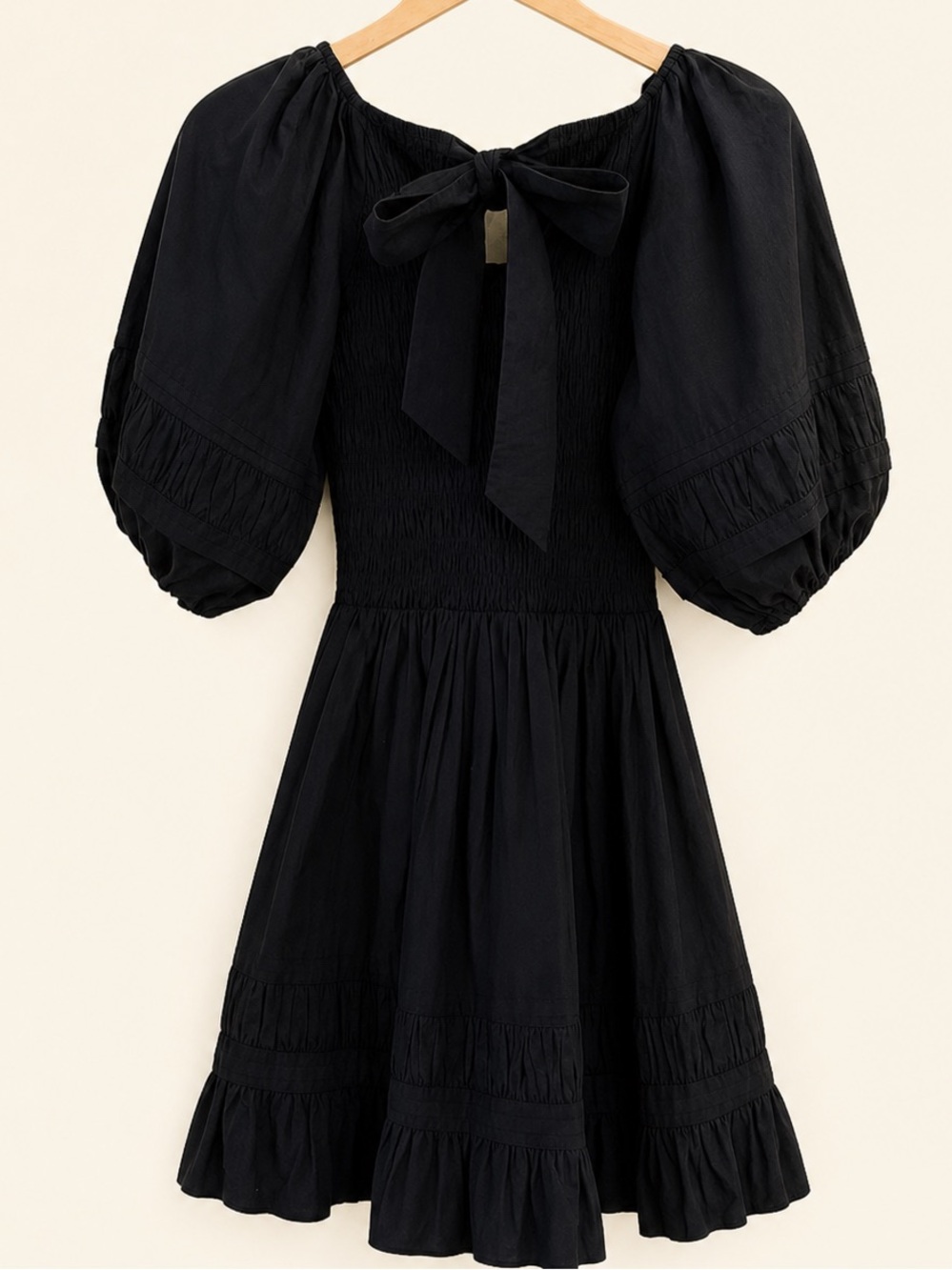 NEW Cleobella Stasia Organic Cotton Smocked Mini Dress | Black